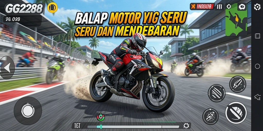 Screenshot GG288 menampilkan aksi balap motor yang mendebarkan dan mendukung gameplay yang seru.