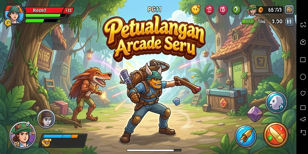 Tangkapan layar PG11 menunjukkan aksi gameplay Arcade yang mendebarkan.
