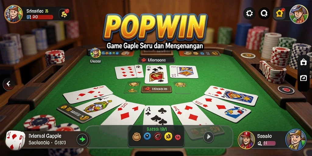 Tampilan menarik dari gameplay Gaple di POPWIN.