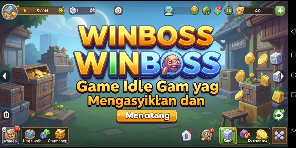 Screenshot gameplay WINBOSS menampilkan kemajuan di dunia Idle.