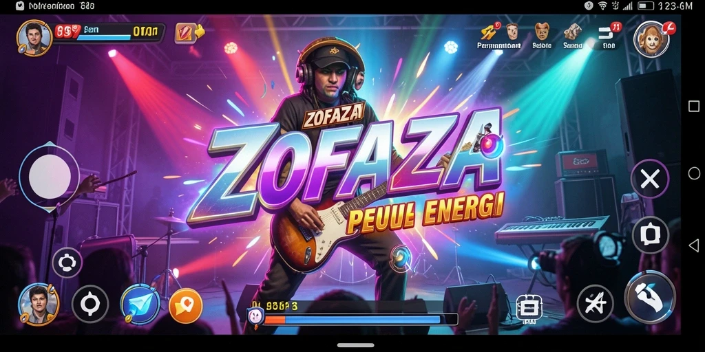 Screenshot gameplay ZOFAZA yang menampilkan aksi seru permainan musik.