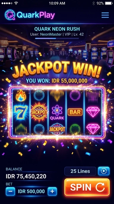 Tampilan utama aplikasi quarkplay yang menarik dan mudah digunakan.